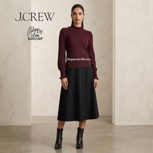 J.Crew NWT burgundy cashmere ruffle NWT neck pointellle sweater *shop@iamwarrior